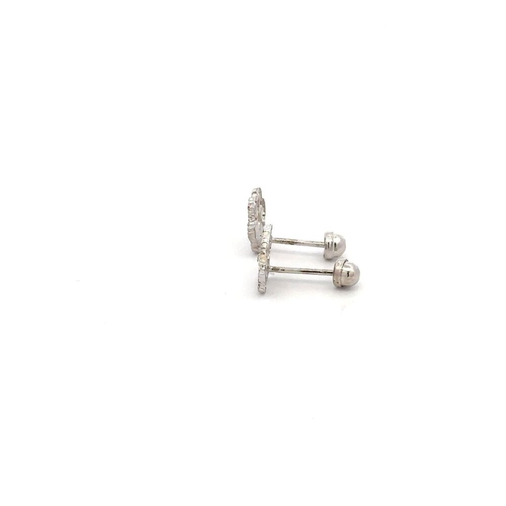 925 Sterling Silver Stud Flower White Enamel Earrings Small Screw Back - Picture 3 of 5